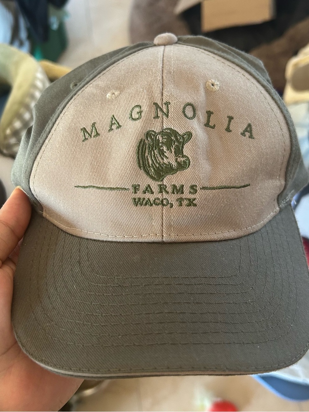 Magnolia farms Waco Texas Green and Cream Baseball Cap #95